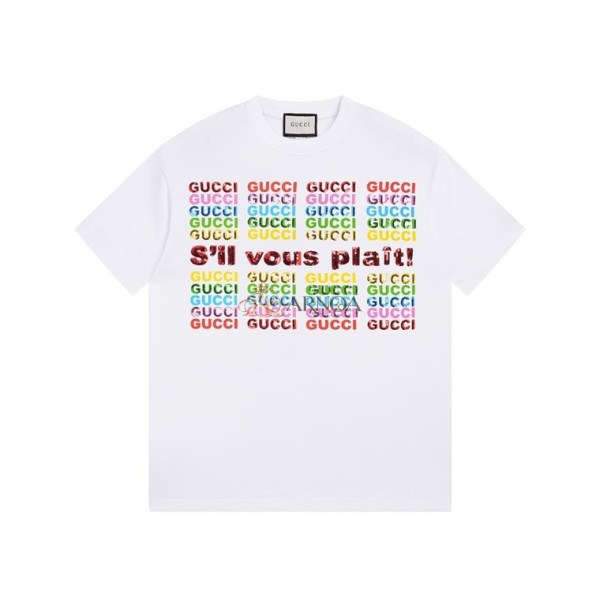 ✨구찌 남/녀 화이트 크루넥 반팔티