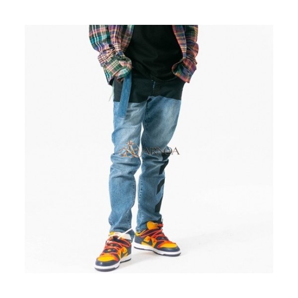 ✨Off-white 2021 Mens Logo Denim Jeans - 오프화이트 2021 남성 로고 데님 청바지 Off0684x.Size(29 - 40).블루