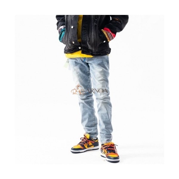 ✨Off-white 2021 Mens Logo Denim Jeans - 오프화이트 2021 남성 로고 데님 청바지 Off0683x.Size(29 - 40).블루