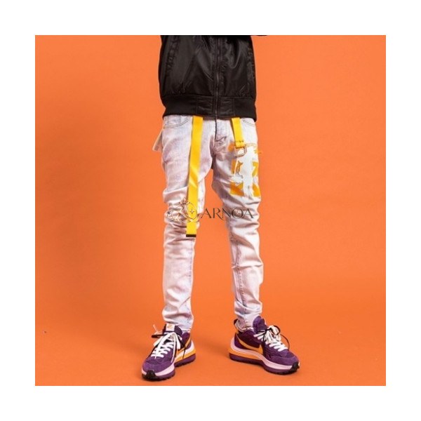 ✨[오프화이트]Off-white 2021 Mens Logo Denim Jeans - 오프화이트 2021 남성 로고 데님 청바지 Off0660x.Size(29 - 40).블루