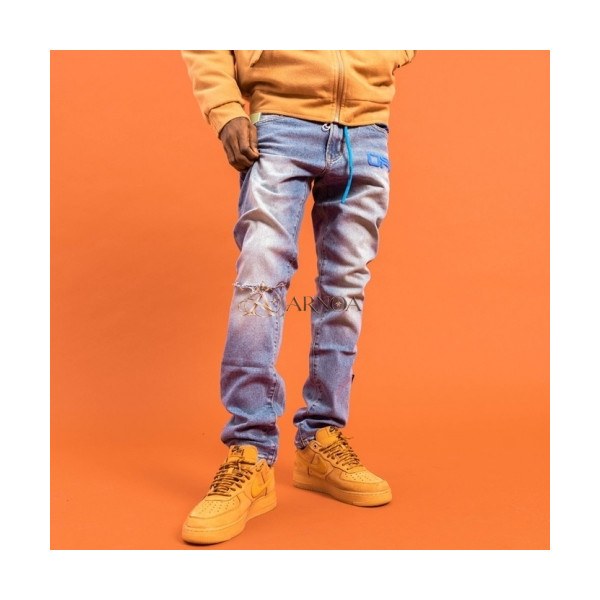 ✨[오프화이트]Off-white 2021 Mens Logo Denim Jeans - 오프화이트 2021 남성 로고 데님 청바지 Off0656x.Size(29 - 40).블루