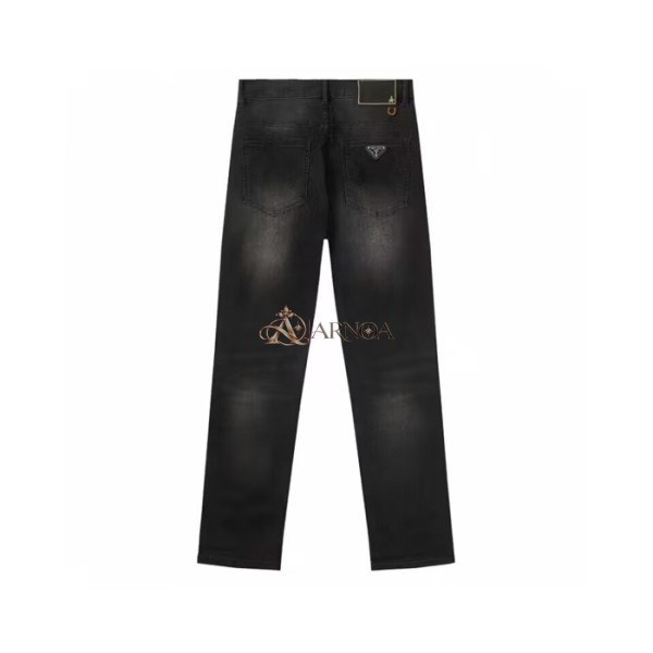 ✨[프라다]Prada 2024 Mens Classic Logo Denim Pants - 프라다 2024 남성 클래식 로고 데님 팬츠 Pra02183x.Size(29 - 40).블랙
