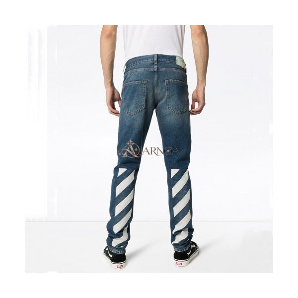 ✨[오프화이트]Off-white 2021 Mens Logo Denim Jeans - 오프화이트 2021 남성 로고 데님 청바지 Off0641x.Size(30 - 38).블루