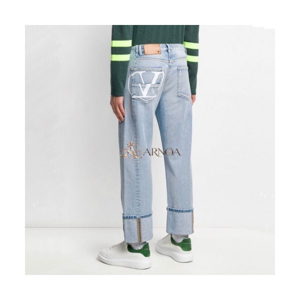 ✨Valentino 2021 Mens Logo Denim Jeans - 발렌티노 2021 남성 로고 데님 청바지 Val0459x.Size(30 - 38).블루