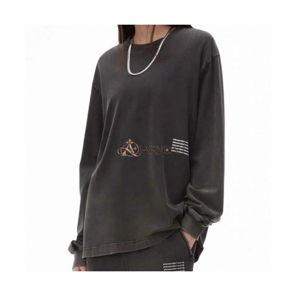 ✨Alexsander Wang Unisex Logo Cotton Tshirts Gray - 알렉산더왕 2021 남/녀 로고 코튼 맨투맨 Alw0191x Size(s - l) 그레이