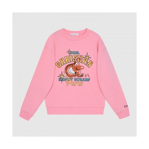 ✨Dior Mm/Wm Retro Logo Tshirts Pink - 디올 2021 남/녀 레트로 로고 맨투맨 Dio01566x Size(s - l) 핑크