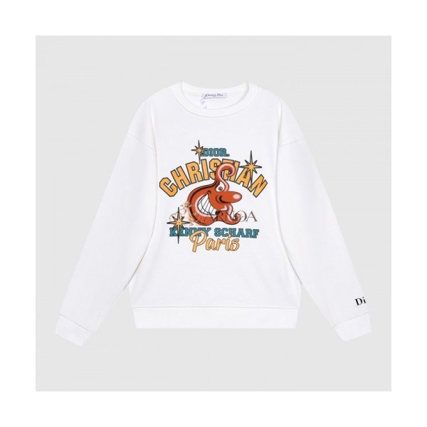 ✨Dior Mm/Wm Retro Logo Tshirts White - 디올 2021 남/녀 레트로 로고 맨투맨 Dio01565x Size(s - l) 화이트