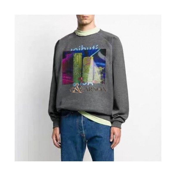 ✨Acne 2019 Mm/Wm Logo Oversize Cotton Man-to-man - 아크네 2019 남자 로고 오버사이즈 코튼 기모 맨투맨 Acn0048x.Size(s - l).그레이