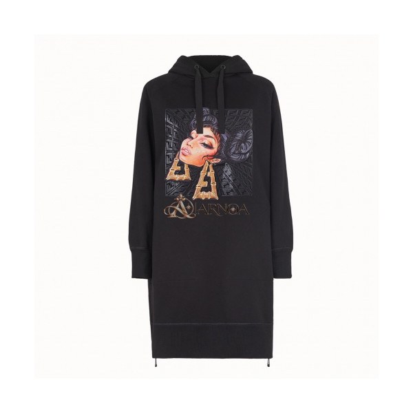 ✨Fendi Womens Logo Cotton HoodT - 펜디 2019 여성 로고 코튼 후드티 Fen0462x.Size(s - l).블랙